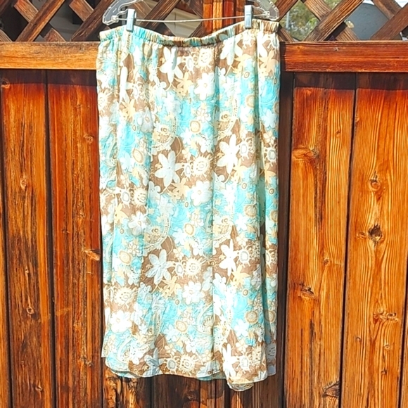 TanJay Teal floral midi skirt - Picture 2 of 8